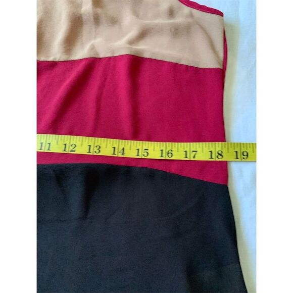 Sleeveless Colorblock Top Red Black Cream M - Picture 9 of 10
